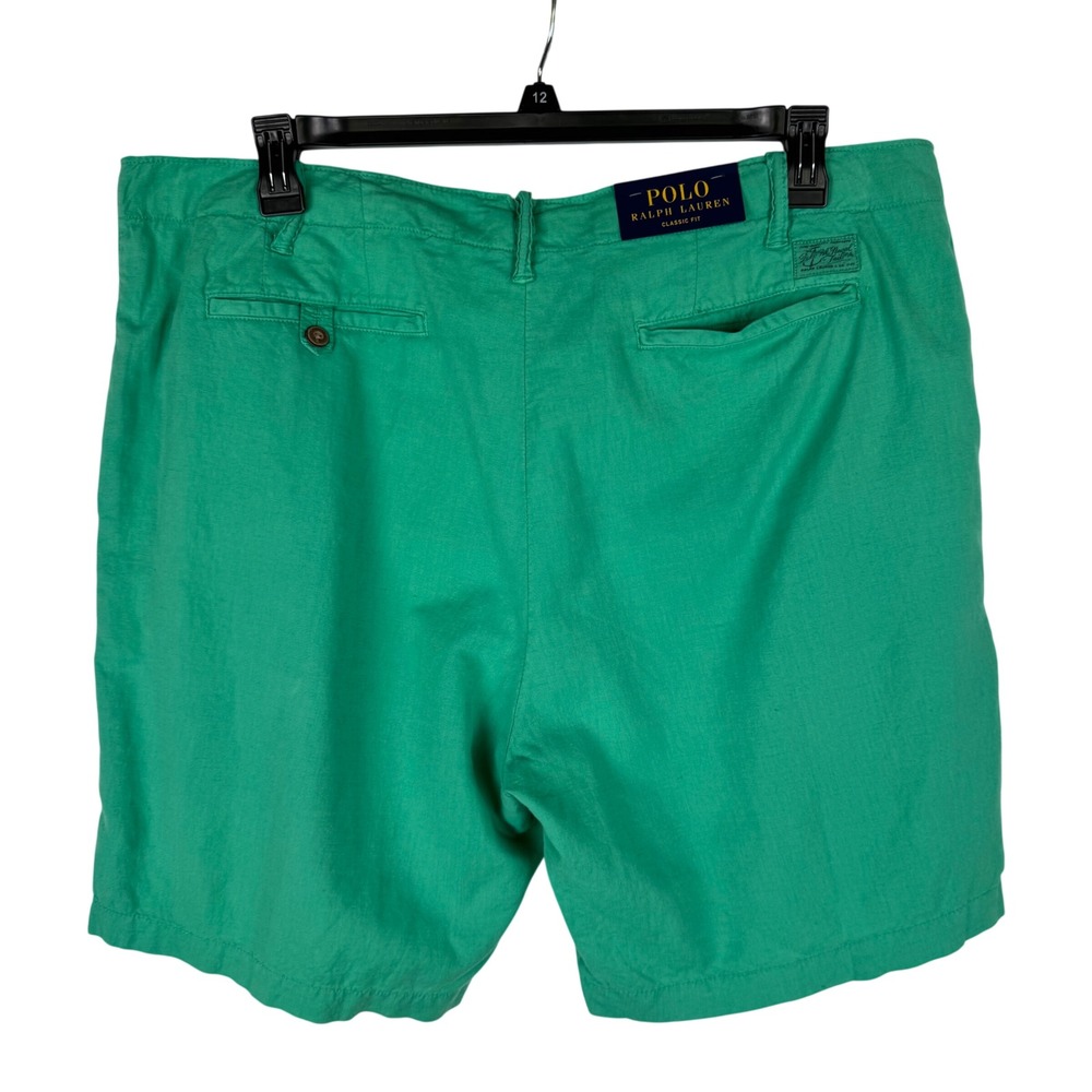 Polo Ralph Lauren Shorts Chino Mens 38W Classic Fit Linen Cotton Green 8.5" NWT - Picture 6 of 9